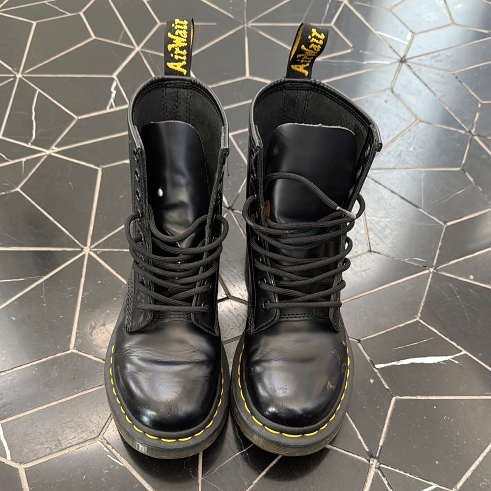 Dr. Martens Black Boots with Yellow Accents